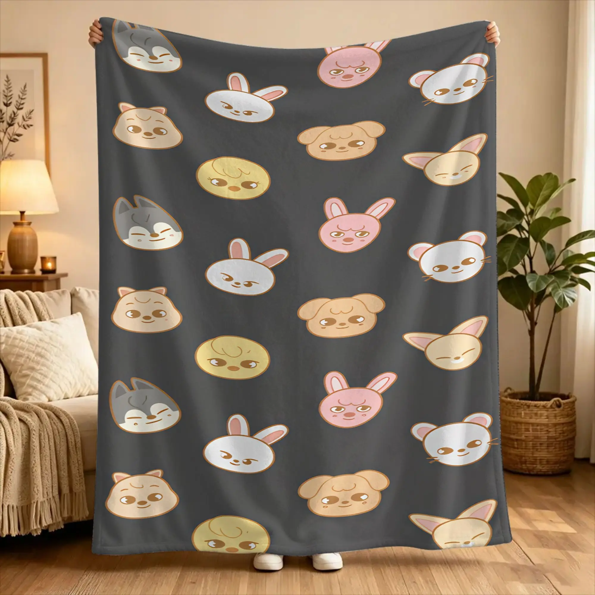 KPOP S-Strays Flannel Blanket For kids  Soft Durable Throw Blanket for Couch Bed Picnic Novelty Bedspread Sofa Bed Cover
