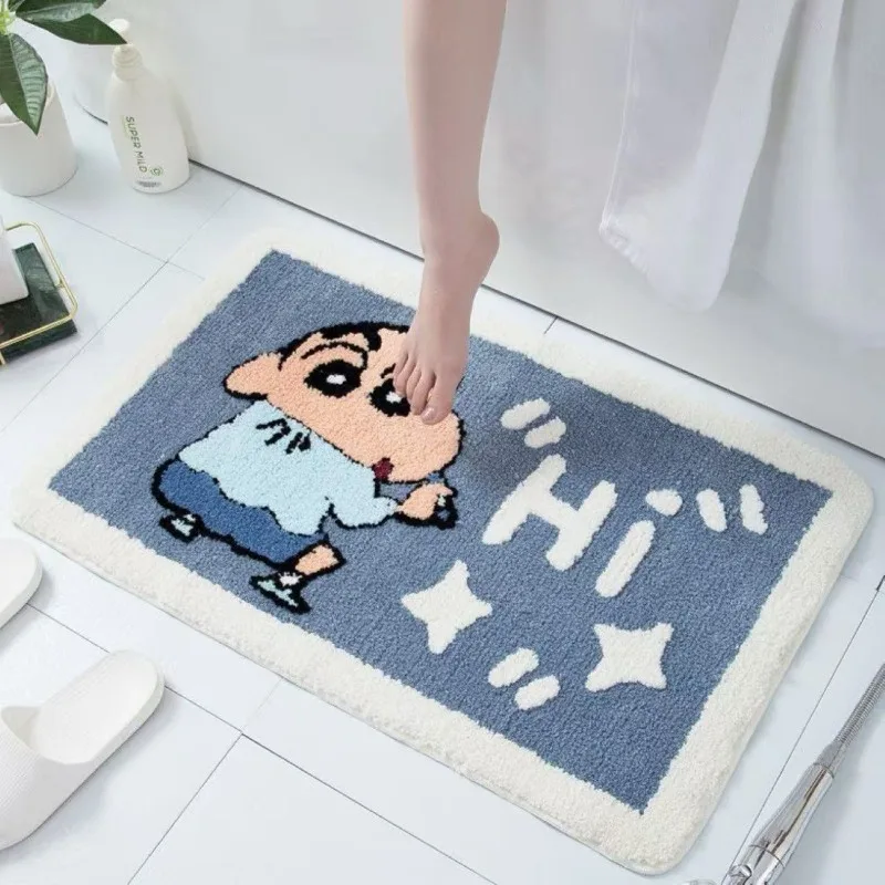 Alfombra de Crayon Shinchan Antideslizante, Alfombra Gruesa de Imitación de Lana para Dormitorio, Alfombra para el Suelo junto a la Cama, Alfombra para Espejo