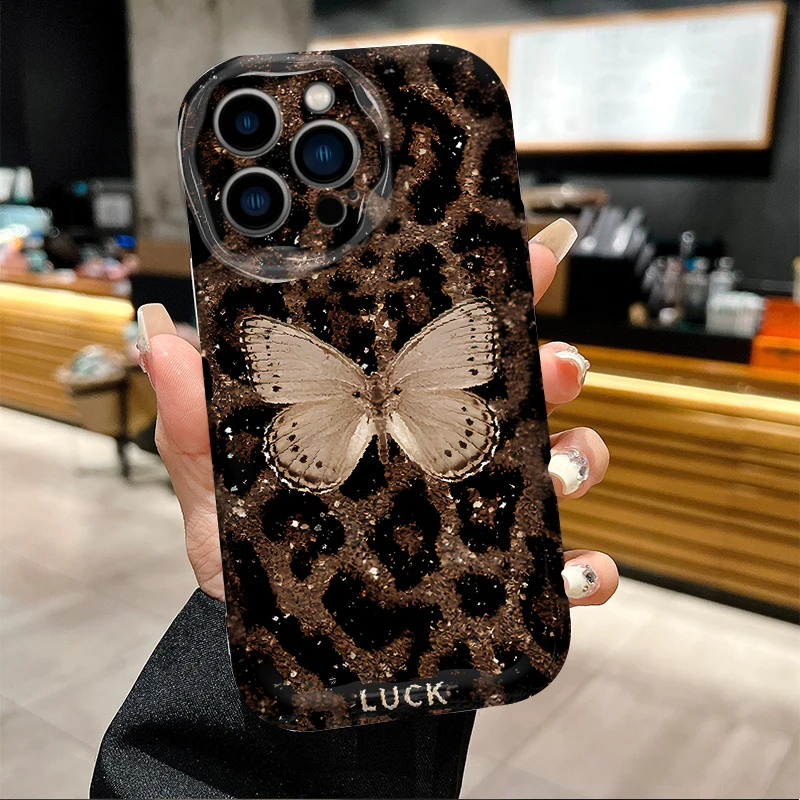 الحيوان فراشة ليوبارد طباعة جراب هاتف آيفون 17 16 15 14 13 12 11 برو ماكس زائد 17Air 16E XR XS X 7 8 غطاء مقاوم للصدمات #4