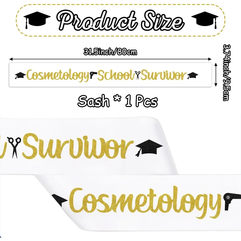 Cheereveal Cosmetology School Survivor Graduation Sash Congrats Graduation Hairdresser Theme Congratulations 2025 Graduate Party