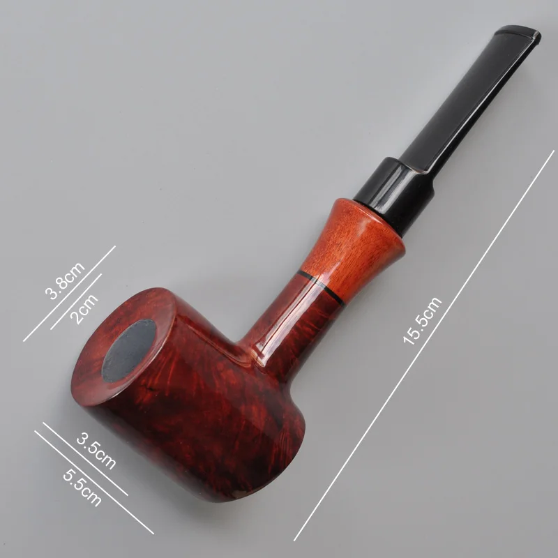 أنبوب تبغ خشبي مصنوع يدويًا من جذر براير، نمط حر لعبة البوكر، سطح أملس، مرشح جذعي طويل، حجم كبير مجاني