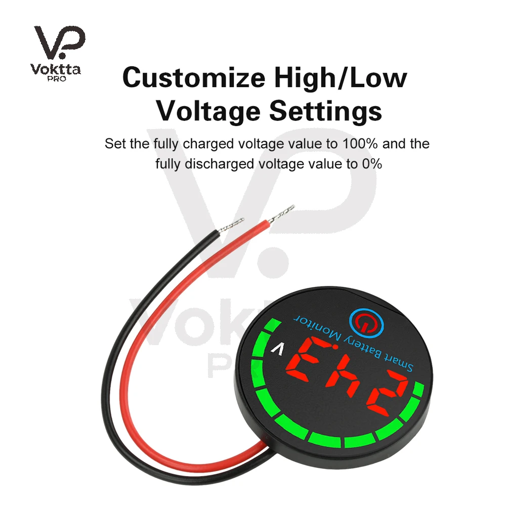 DC 7-55V Circular LED Indicator Voltage/Charge Monitor With Power Off Memory Function Universal For Acid Battery/Lithium Battery