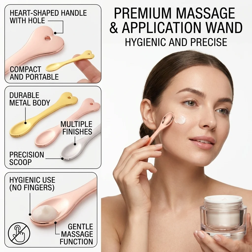 Zinc Alloy Facial Cream Spoon Cosmetic Spatula Eye Cream Applicator Beauty Tool Mask Scoop Portable Skin Care Wand