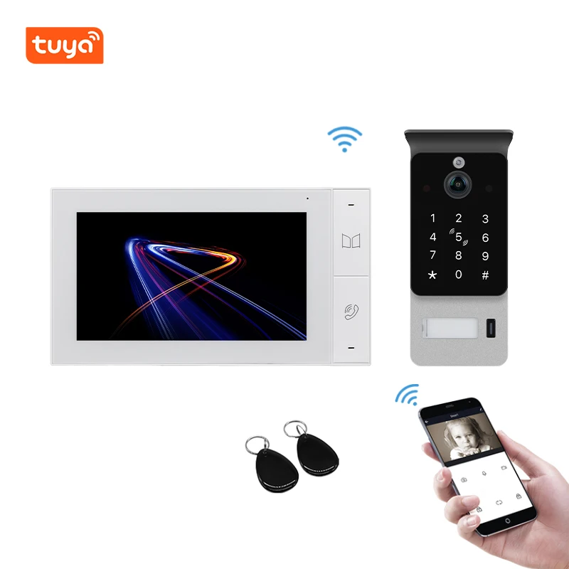 

Tuya IP Video Intercom Doorbell with 2MP Camera Tuya App Code Access Control RFID Card Unlock 10inch touch screen