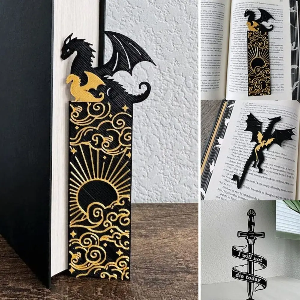 Acrylic Dragon Bookmark Funny Bookshelf Display Decoration Double-sided Long Fei Bookmark School Supplies Bookmarks