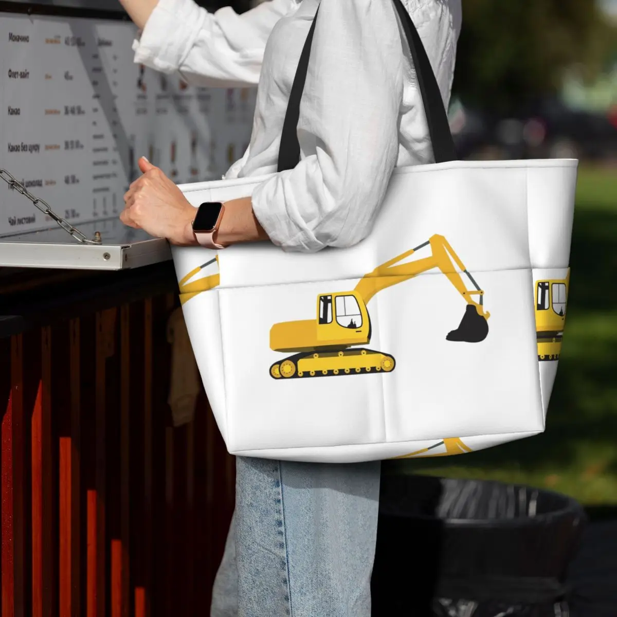 

Excavator Construction Truck Beach Tote Bag Sport Gym Yoga Duffle Large Tote Bag Women Travel Bag Fitness bag