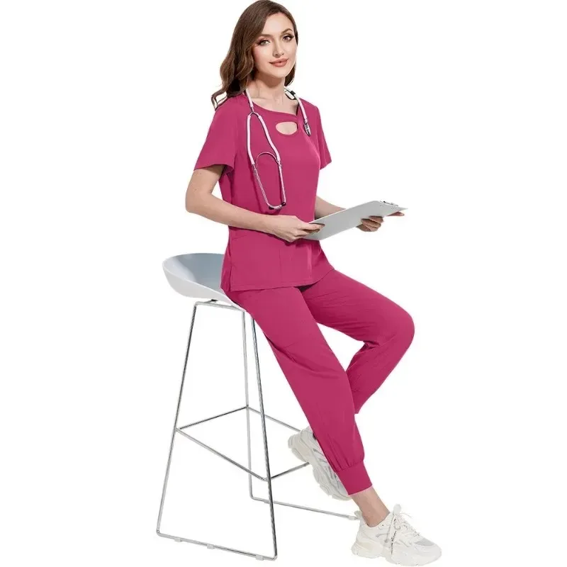 Spa Uniform Salon Nursing Scrub Woman Joggers Scrubs Nurse Uniform Medical Scrubs Short Sleeve Blouse Dentiste Work Wear