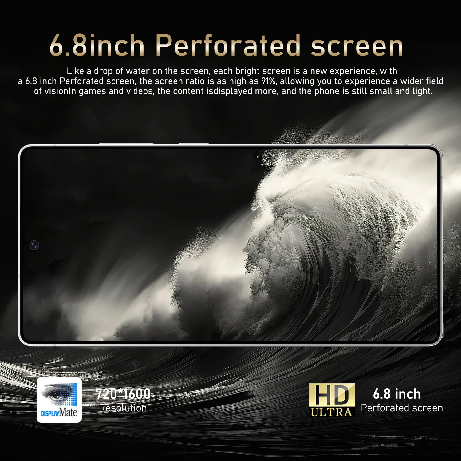 Global Version A56 Pro Smartphone Android,6.8 inch,12GB RAM,512GB ROM,Dual SIM,Mobile phone,Google Play Store,8+20MP,6800mAh