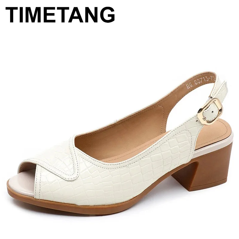 

2025 улучшенные полые сандалии из натуральной кожи, женская обувь с открытым носком, сандалии большого размера, мягкие удобные сандалии на среднем каблуке