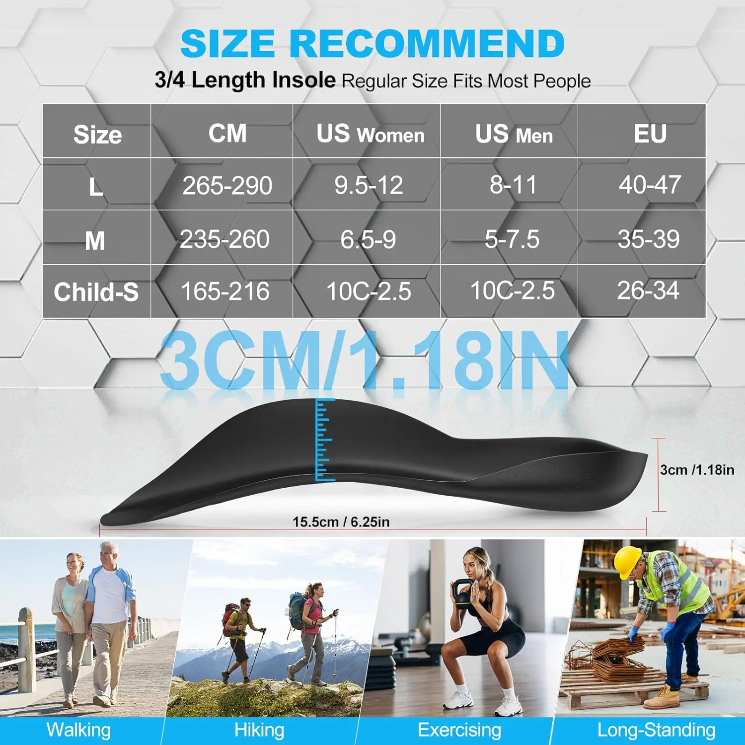 

Adjustable Arch Support Orthotic Insole for Plantar Fasciitis Foot Pain Relief - Comfortable Insoles for Men And Women