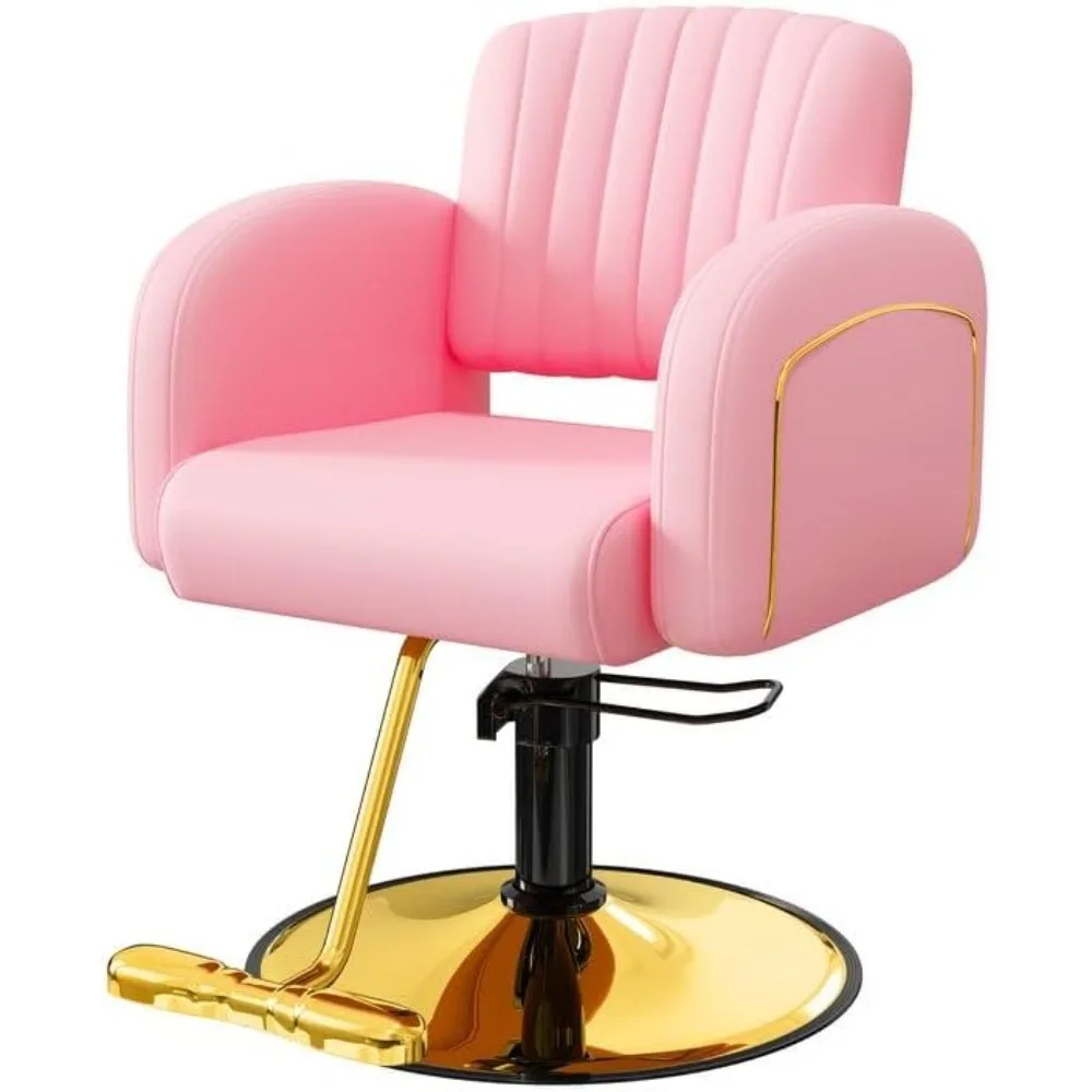 كرسي صالون وردي احترافي، كرسي مصمم مريح مع إسفنجات ممتازة، كراسي شعر عصرية مع 360 درجة ° دوار