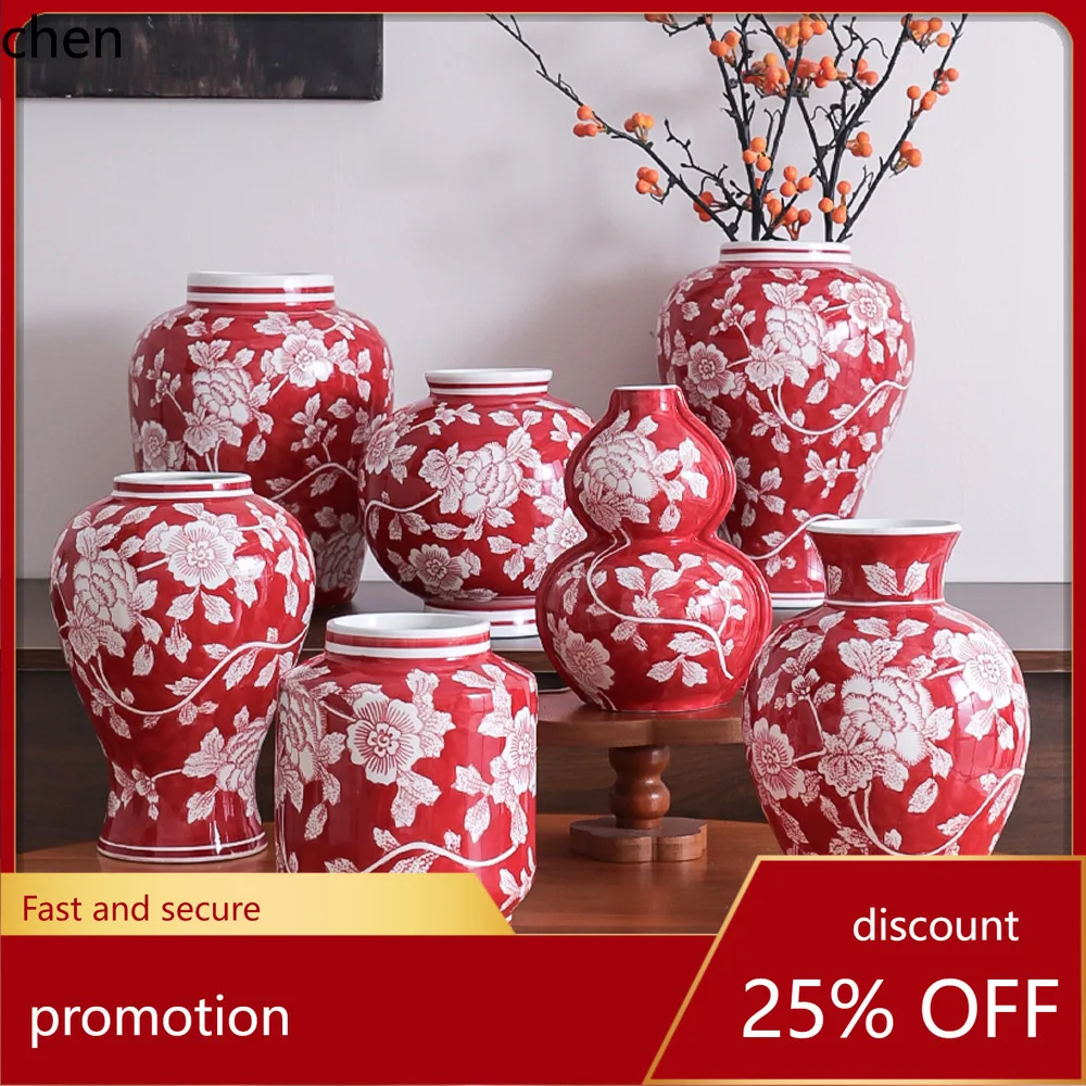 

H1 medieval ceramic vase retro blue and white porcelain ornaments chinoiserie song dynasty aesthetic flower arrangement