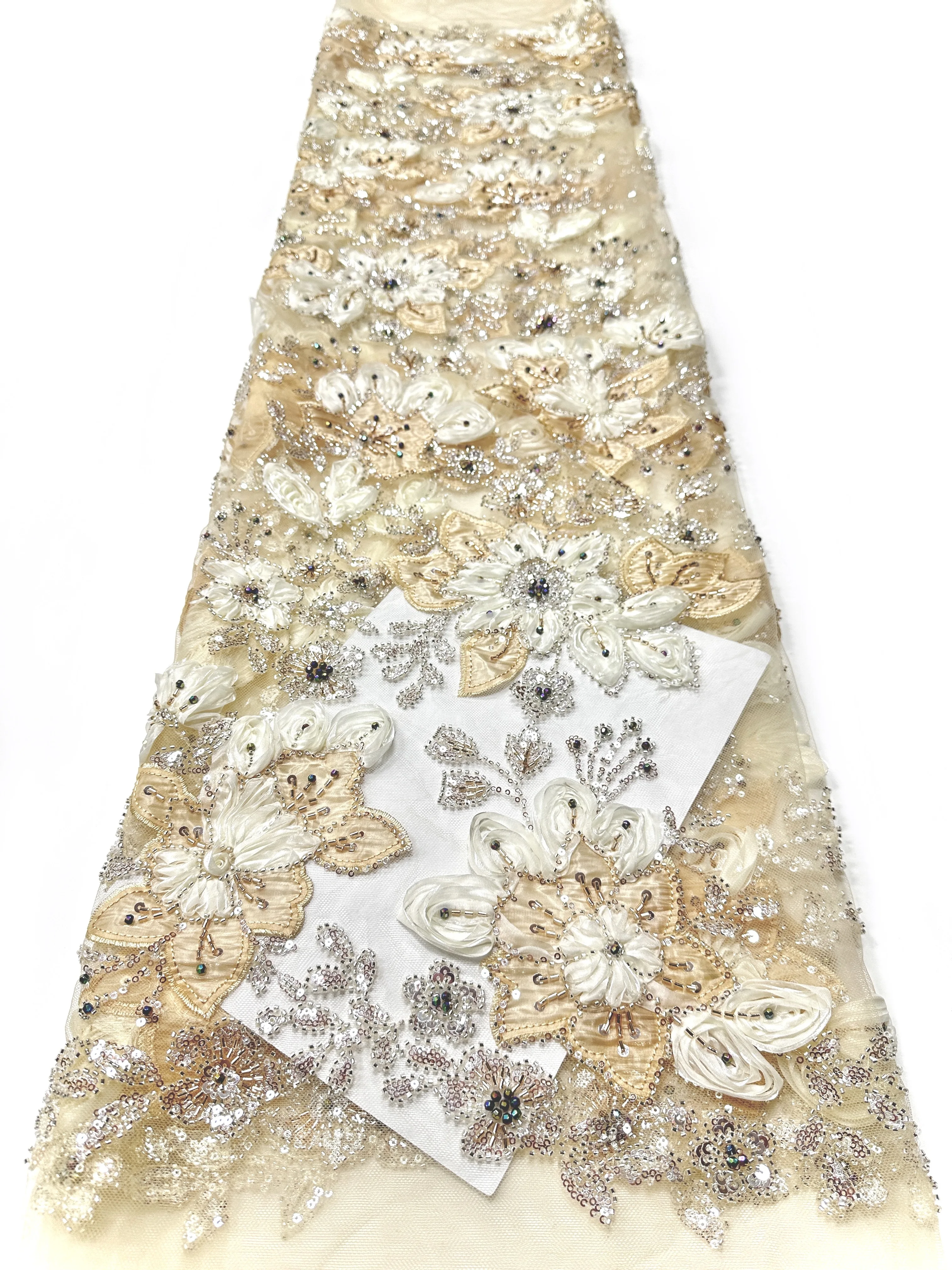 

5 ярдов кружевной ткани с бисером и вышивкой, новинка 2026 года, тюлевое кружево в африканском стиле для вечерних платьев со стразами