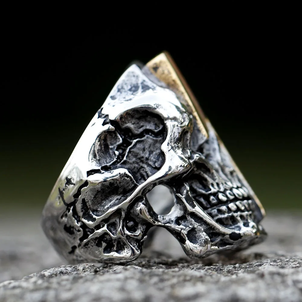 2022 New Stainless Steel Lightning Skull Ring For Men Punk Rock Gothic Punk Metal Rock Biker Jewelry Accessories Wholesale