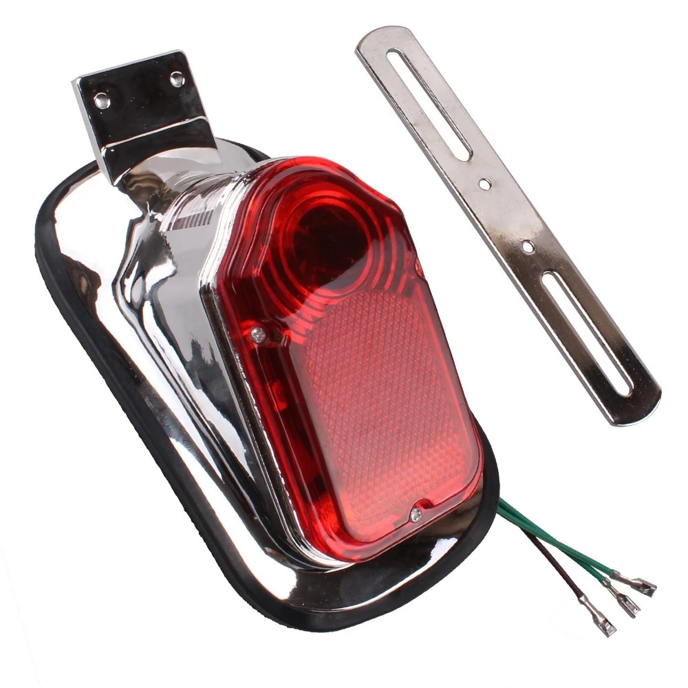 1Pc Motorcycle Chrome Red Tombstone Brake Tail Light Signal for Harley Bike Aluminiu