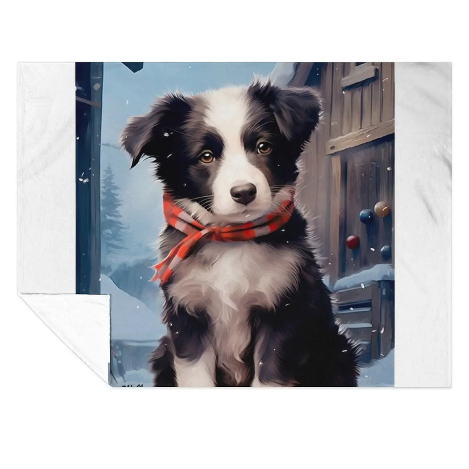 

cute border collie puppy in winter for Christmas Throw Blanket Vintage Polar Blankets For Bed decorative Blankets