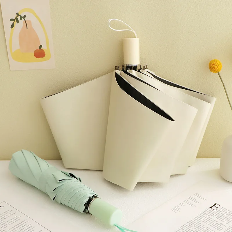 

Зонт однотонный кремовый от солнца и ветра, женский, с защитой от УФ-излучения, виниловый, солнцезащитный