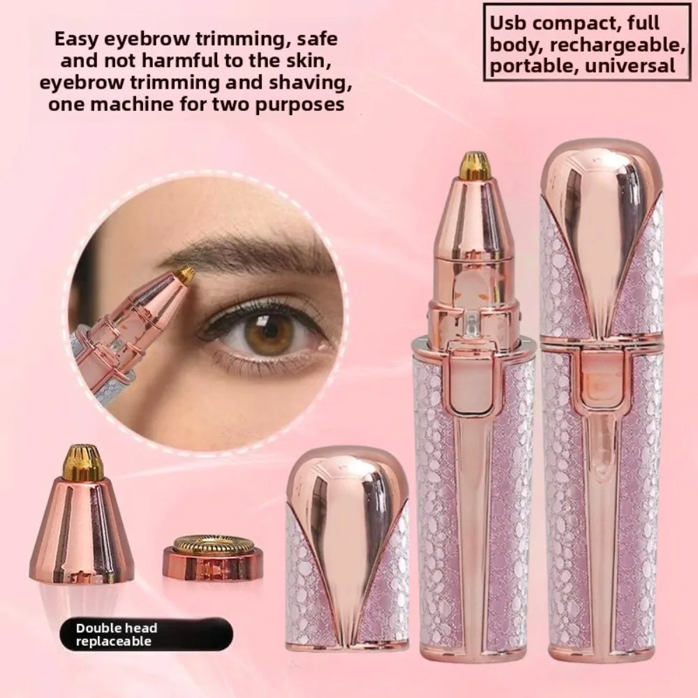 Tondeuse à sourcils électrique 2 en 1 pour femmes, rasoir indolore, Rechargeable, épilateur pour le visage, épilateur corporel, beauté