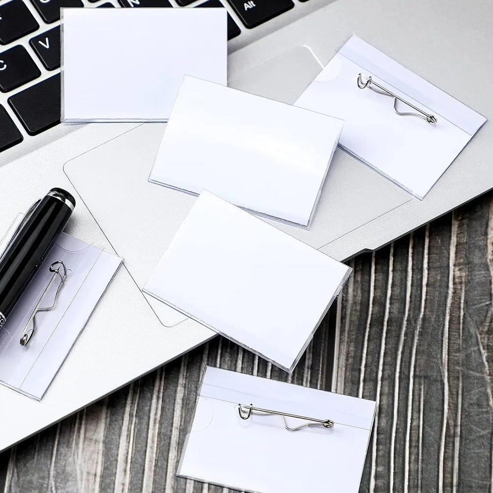 

1 set Clear Name Badge Holder Id Name Tags With Insert Card Multi-Functional Pvc Badge Holder For Teachers Students Office Use