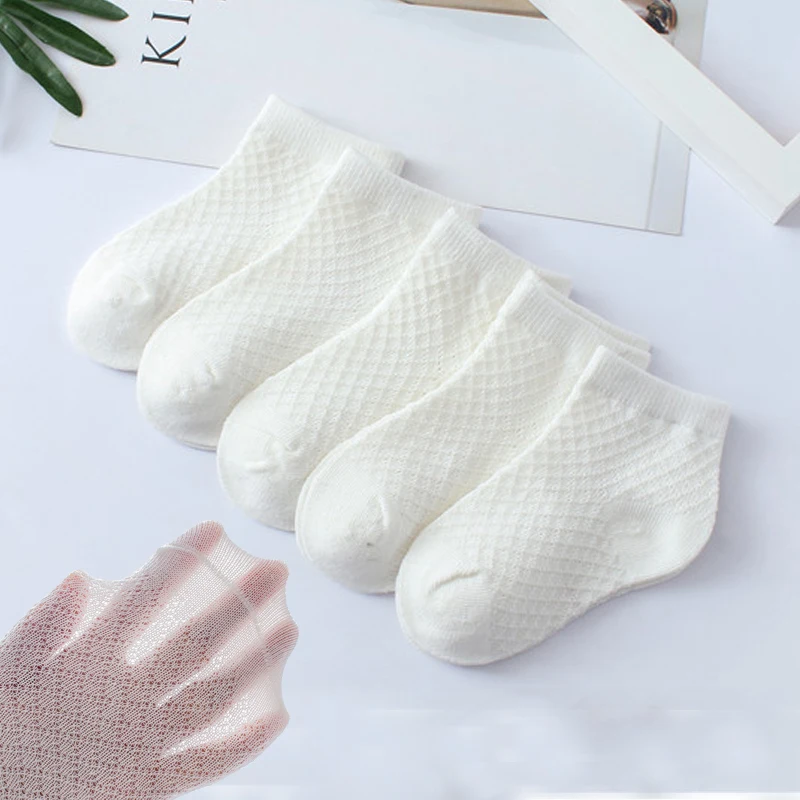 Sommer weiß Mesh Kinder Baumwoll socken Jungen Mädchen Sport Socken Frühling Baby haut freundliche Baumwoll socken 5 Paar