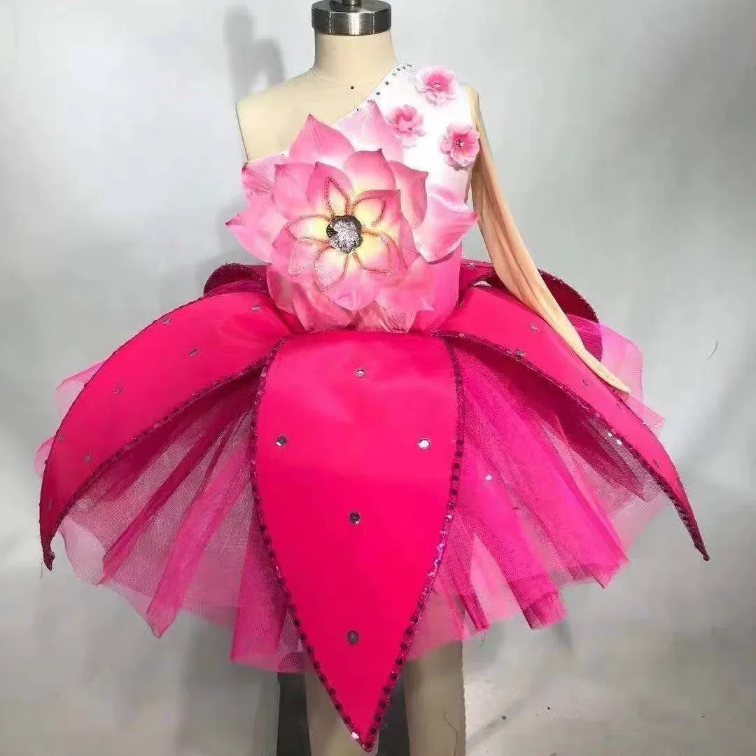 Children’s Magnolia Fragrance Performance Costume Peach Blossoms Girls’ Lotus Style National Opening Dance Magnolia Blossoms