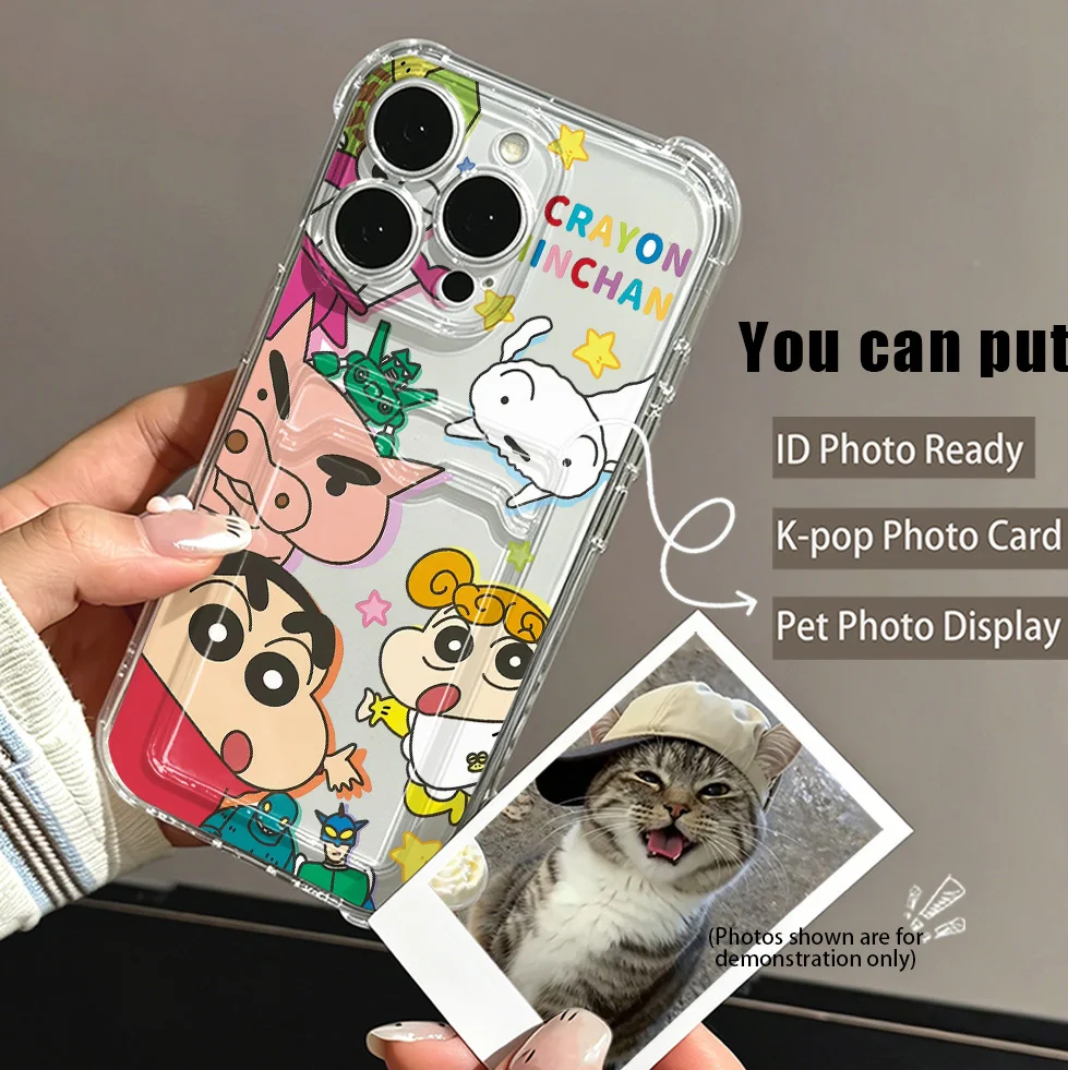Crayons Shin-chans Card Hold Case for Samsung Galaxy A17 A07 A56 A36 A26 A55 A35 A06 A05 A24 A14 A54 A15 A05S A25 A34 A23 4G 5G view 5