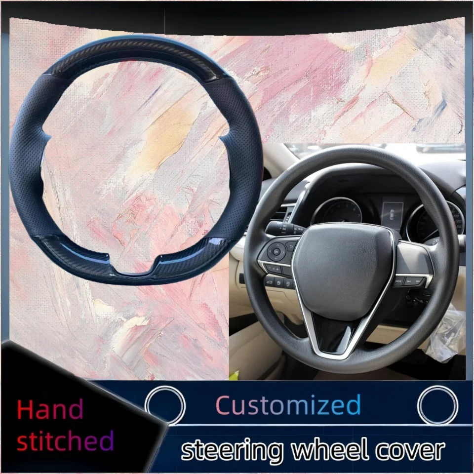 

Carbon Fiber Hand-stitched Car Steering Wheel Cover For Toyota Avalon Camry Crown 2018-2019 Corolla 2018-2020 Car Accessories
