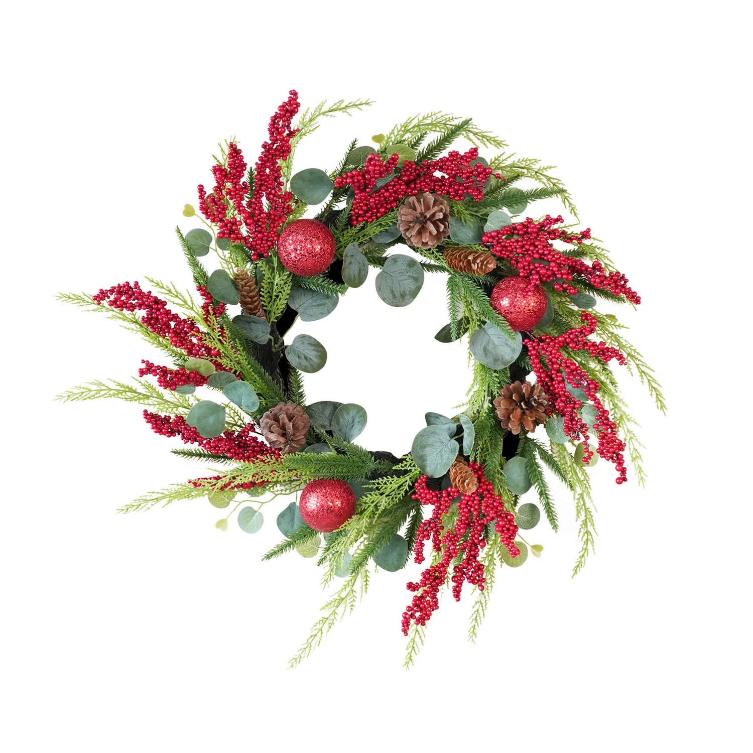 

70cm Christmas Wreath For Wall Window Door Simulation Pinecone Berry Wreath Garland Christmas Decorations Party Pendant 2024