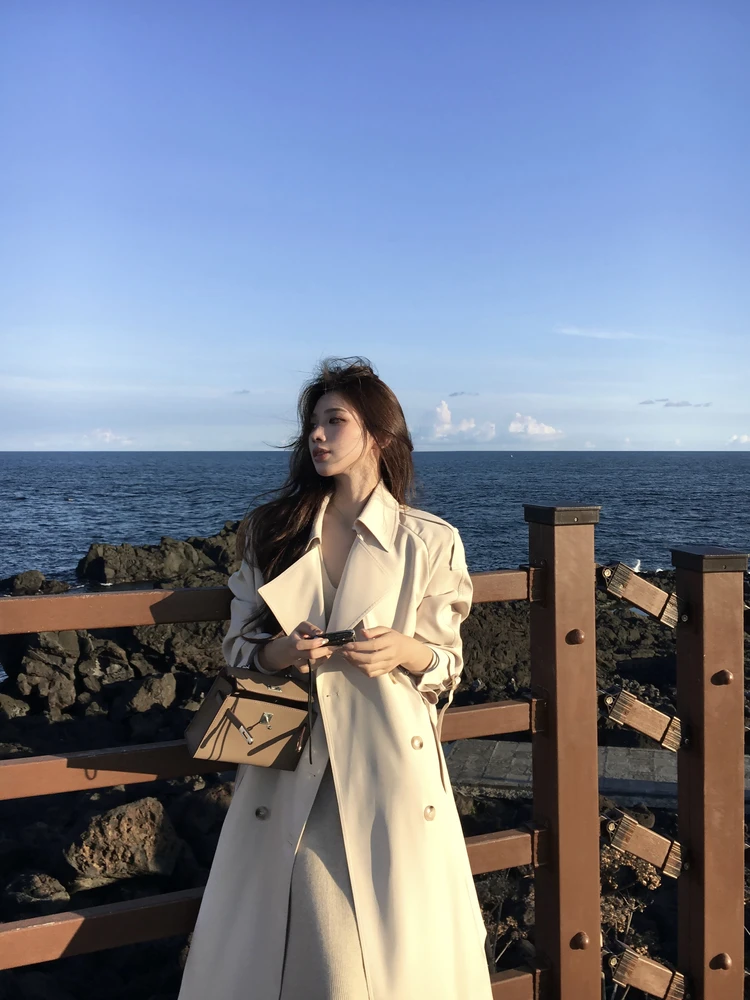 

Длинное двубортное пальто свободного покроя Design Sensation Manchester Ci S, женская осенняя верхняя одежда, повседневная корейская одежда