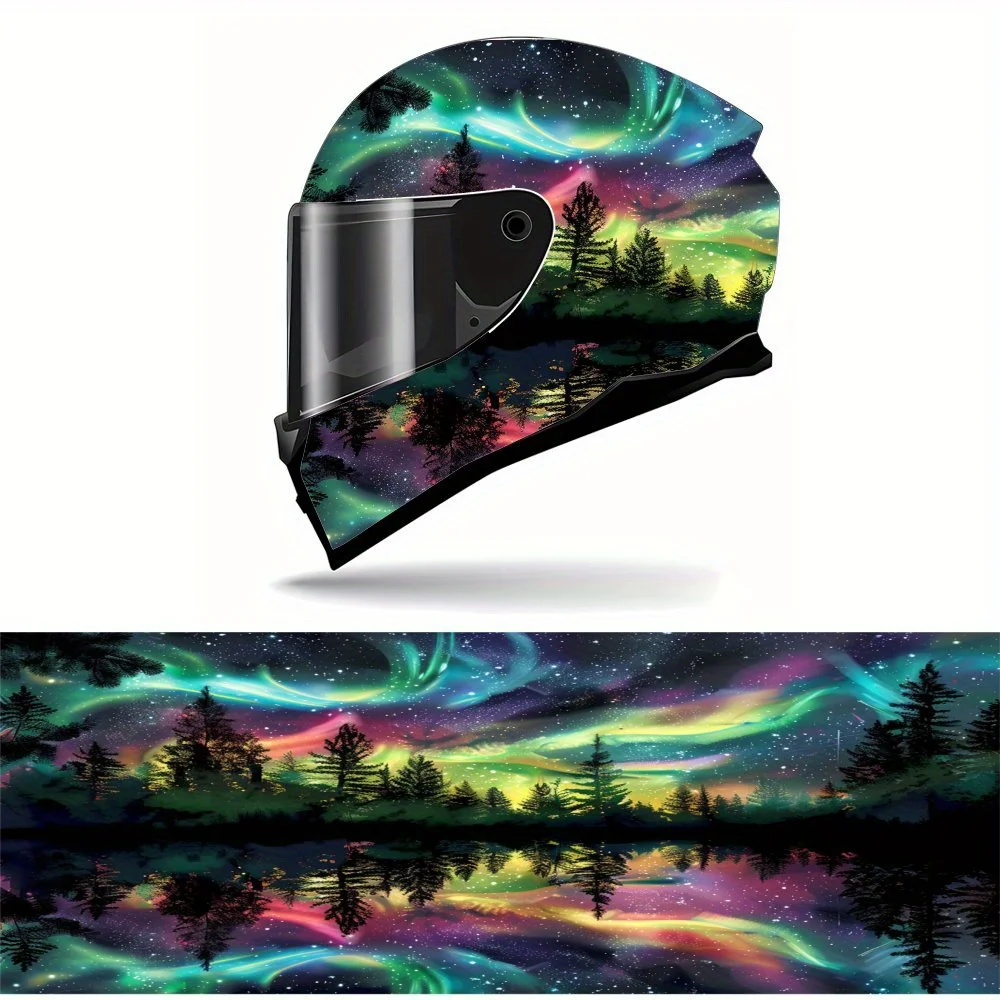 

Helmet decals with dazzling aurora theme graphics, vinyl motorcycle helmet graphic stickers, heat insulation, sun protection, fu