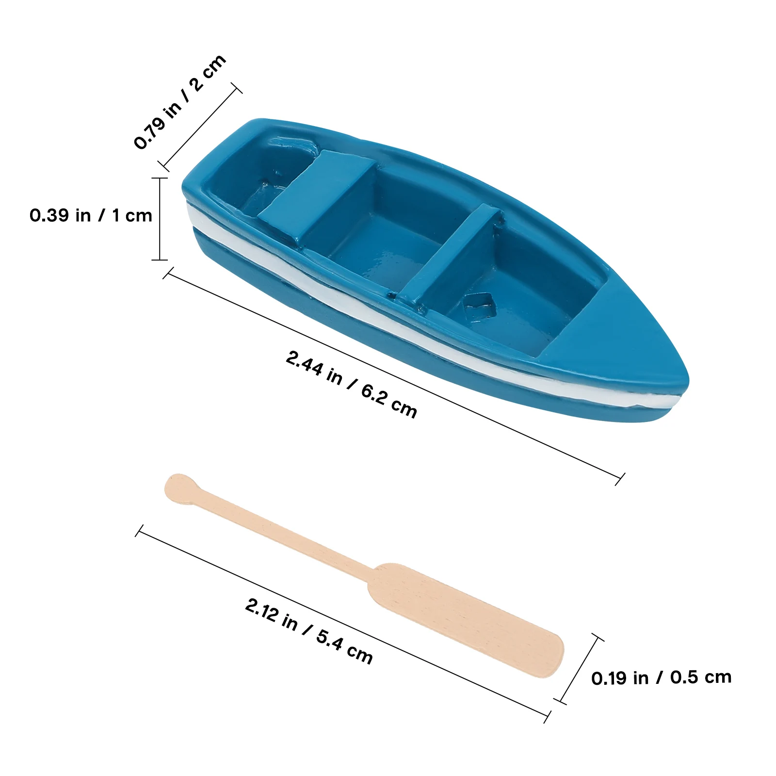 

6 Blue Mini Canoe Models 12 Wooden Oars Realistic Row Boat Decor Home Bathroom Coastal Ocean Nautical Tabletop Accessories Mini