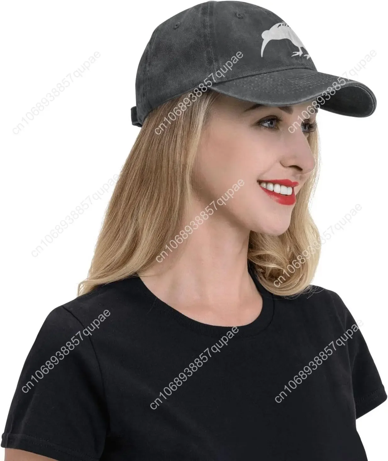 Berretto da baseball per cappello da camionista in denim Fern della Nuova Zelanda per uomo o donna Cowboy Dad Nero