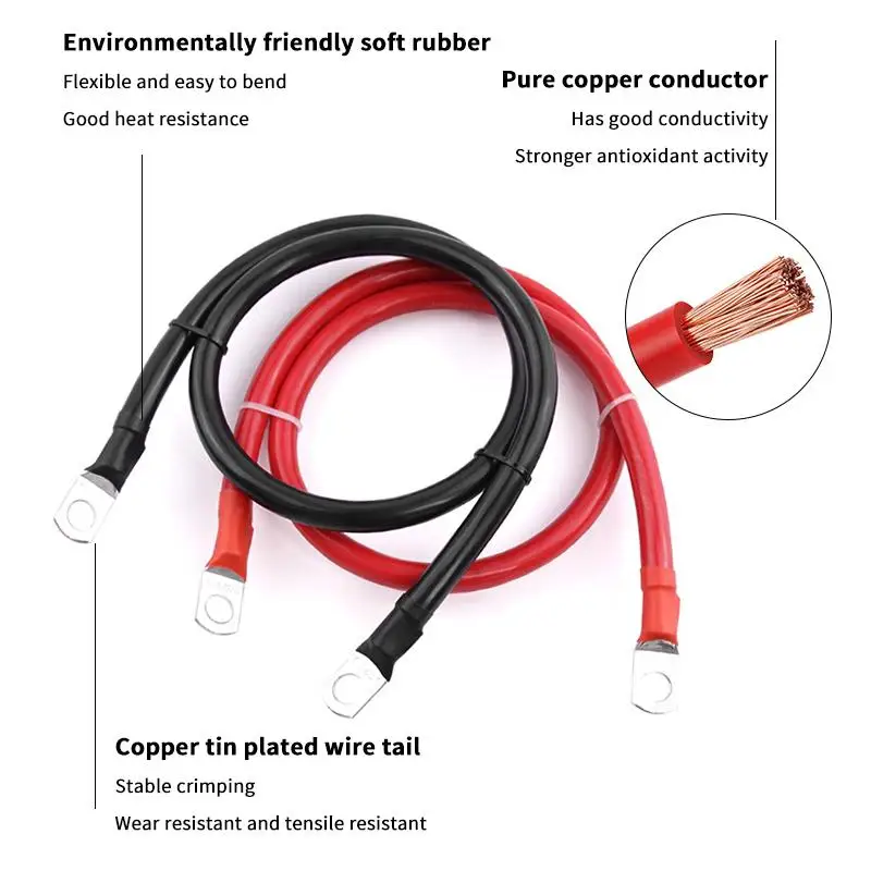 Battery Inverter Connect Cable Cold Resistant Silicone Wire Durable Lug Terminal for Snowmobile Electrical System