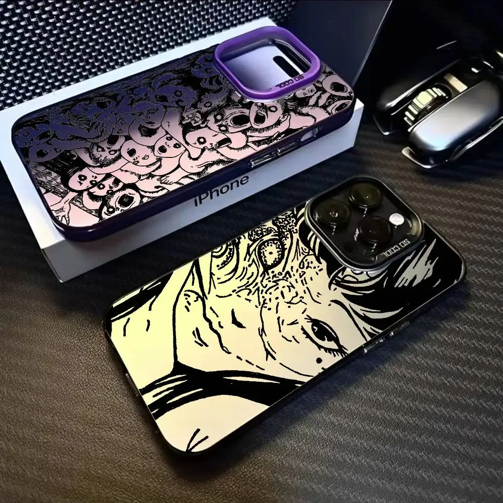 الرعب كاريكاتير J-Junji Ito جراب هاتف آيفون 17 16 15 14 13 12 برو ماكس زائد الملونة التدرج لينة غطاء خلفي من البولي يوريثان