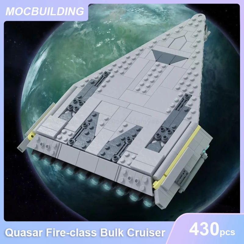 Quasar Fire-class Bulk Cruiser 1:1455 Scale Model MOC Building Blocks DIY Assemble Bricks Educational Creative Toys Gifts 430PCS