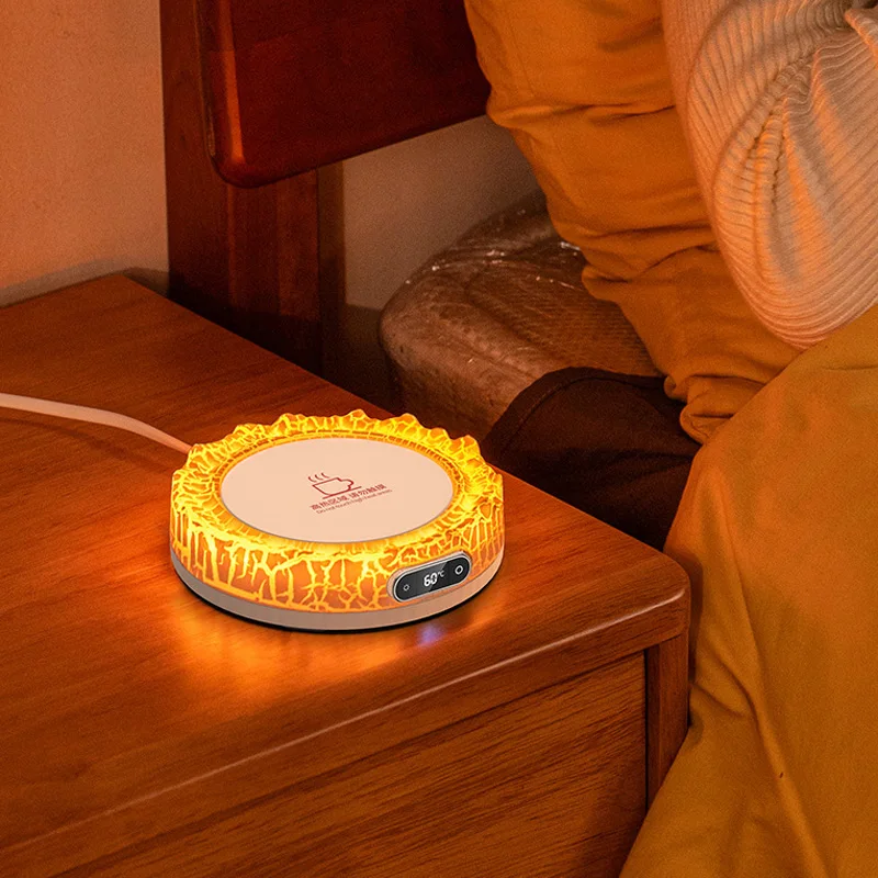 Podgrzewacz do kubków 60W Podgrzewacz do kawy Elektryczna płyta grzejna Podgrzewacz w kształcie lawy Podkładka grzewcza do mleka i kawy z kolorowymi światłami 110V-220V