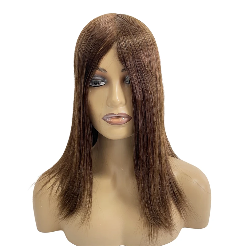 

Silky Straight Brazilian Virgin Human Hair Piece 7x9 Full PU Topper Toupee with Clips for Woman