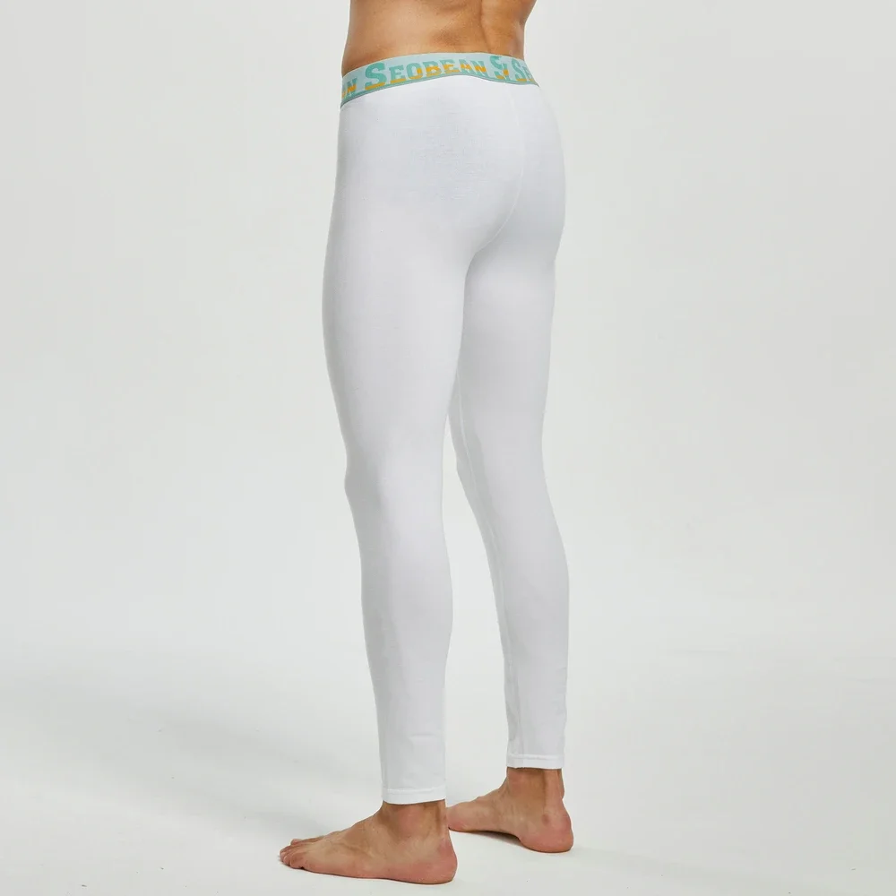 새로운 SEOBEAN 남성 클래식 솔리드 코튼 롱 존 언더웨어