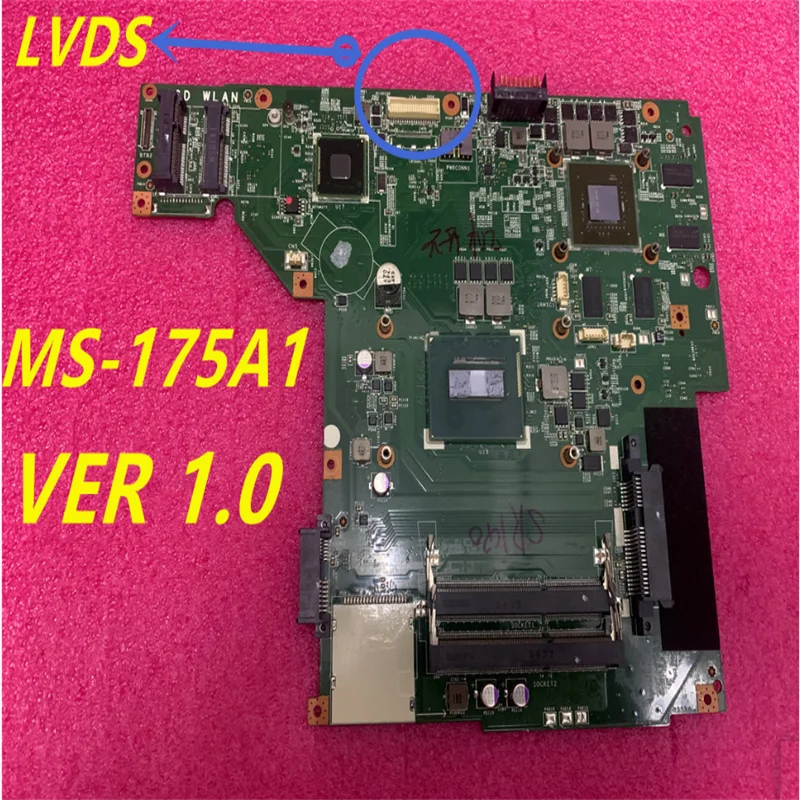 Original used FOR MSI GE70 Laptop Motherboard WITH I5  i7  CPU MS-175A  MS-175A1 GTX840M  Test OK free shipping