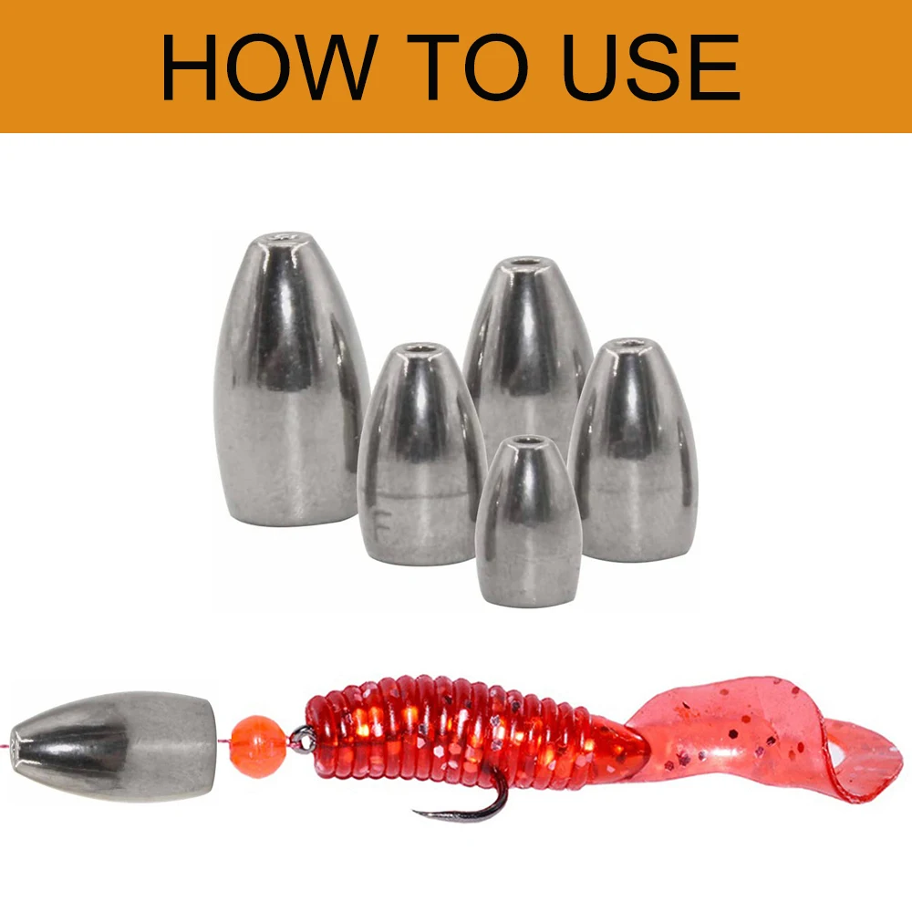 5/10 Stück Antimony Alloy Bullet Weight für Texas Rig Angelgewichte mit Kunststoffkern Carolina Rig Lure Fishing Bass Zubehör – Detail 7
