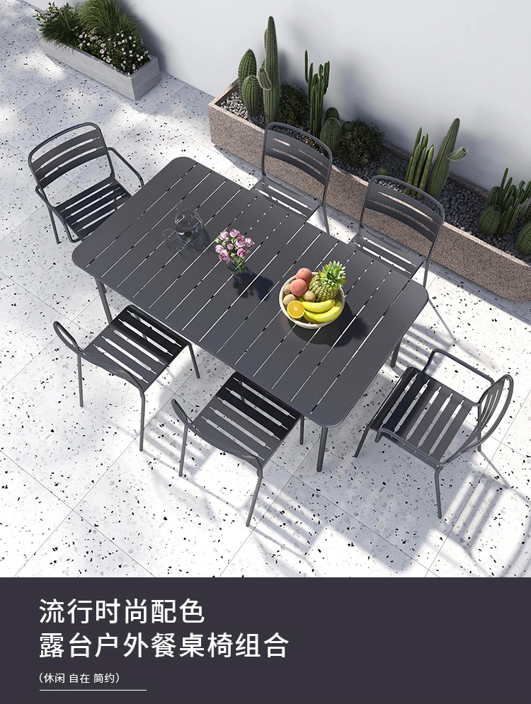 Outdoor tables and chairs leisure courtyard wrought iron outdoor open-air milk tea shop cafe set combination