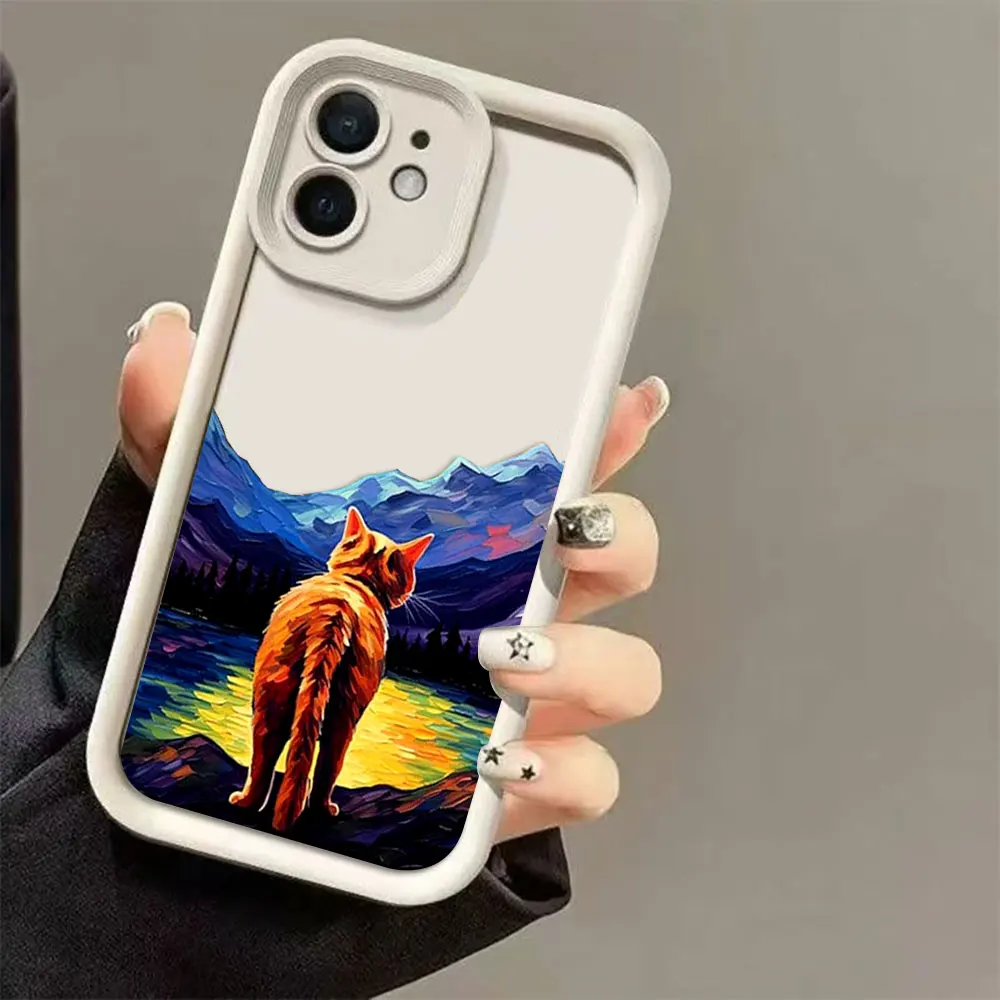 Vintage Pittura A Olio Gatto Cassa Del Telefono Per MOTO G9 G22 G24 G30 G32 G34 G52 G54 G60 G75 G84 G85 E22 E32 E40 EDGE 40 50 60E TPU caso