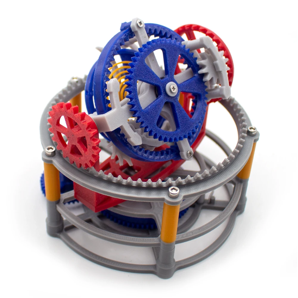 DIY Tourbillon Gear Transmission Model - 3D Printed Mechanical Pendulum Clock Kit, Spring-Powered Educational Science Toy
