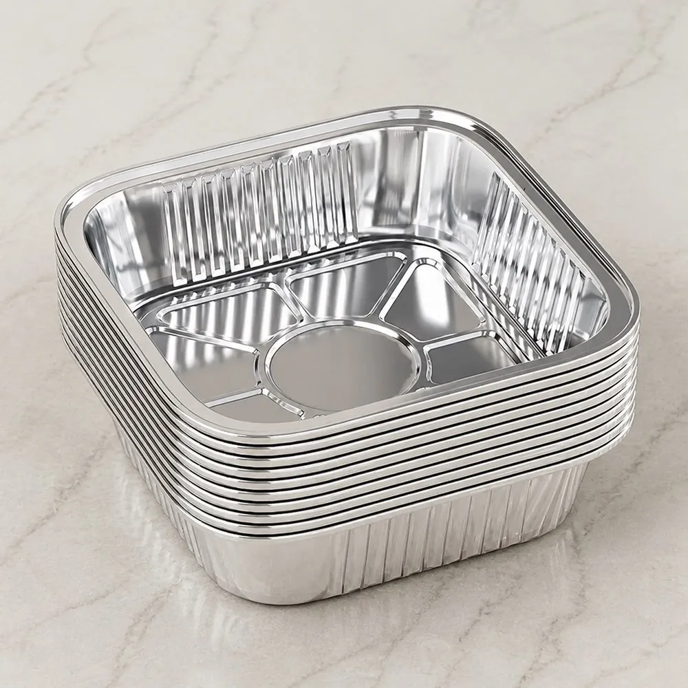 Square Aluminum Foil Air Fryer Pans Disposable Baking Trays Oilproof Food Containers Oven Roasting Kitchen Cooking Accessories