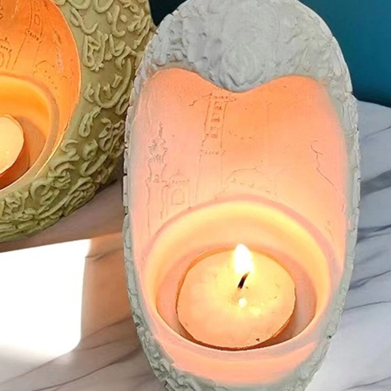 Moon Holder Molds Handmade Tealight Holder Molds Concrete Gypsum Mold Candlesticks Silicone Mould Home Decorations