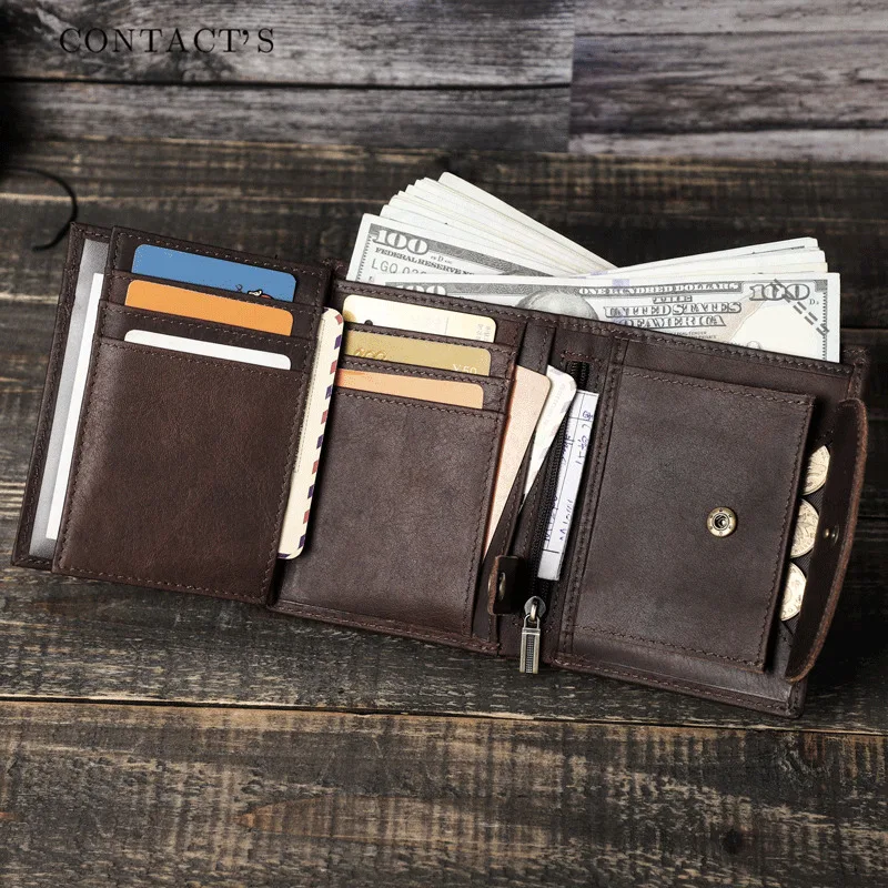 Anti-theft Brush Leather Crazy Horse Cowhide Vertical Twelve Zodiac Men's Wallet Female Men's Wallet Genuine Leather Men Wallets