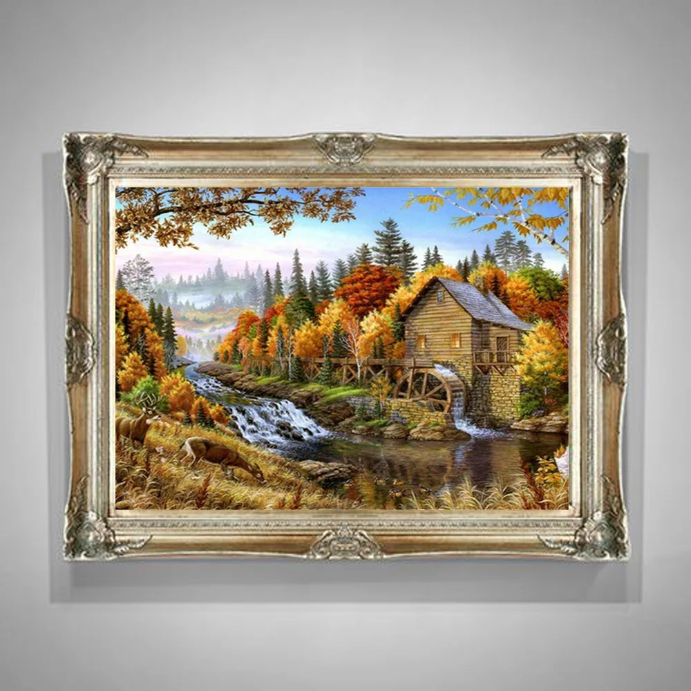 Landscape House DIY 11CT Cross Stitch Embroidery Kits Needlework Craft Set Printed Canvas Cotton Thread Home      Design