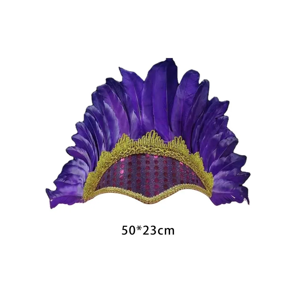 New Feather Feather Headdress New Adjustable Colorful Carnival Costume Head-mounted Headwear Children's Day