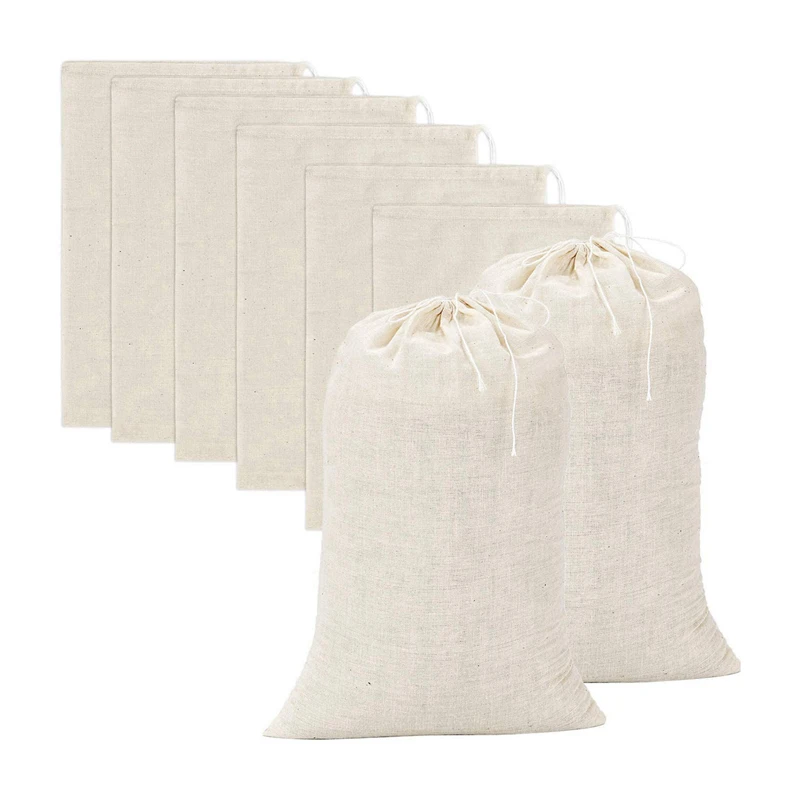 20 Pieces Large Muslin Bags Cotton Drawstring Bags,Tea Brew Bags (8 X 12 Inches)