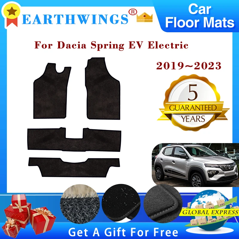 Car Floor Mats For Dacia Spring Electric 2022 EV 2019~2023 Footpads Carpets Panel Anti-Slip Rugs Pad Auto Foot Pads Accessories